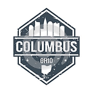 Columbus Ohio Travel Stamp Icon Skyline City Design Badge Seal Passport Vector.