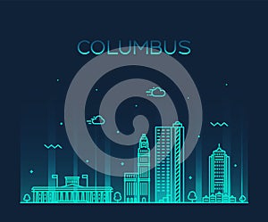 Columbus skyline Ohio USA vector linear style city