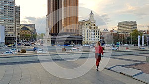 Columbus square at sunset