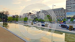 Columbus square at sunset