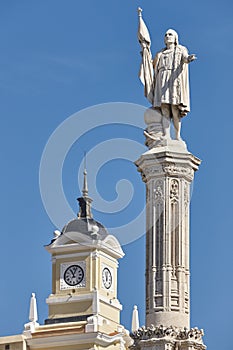 Columbus statue monument in madrid city center. Spanish heritage photo