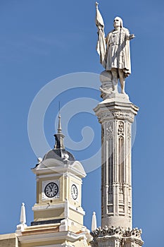 Columbus statue monument in madrid city center. Travel Spain photo