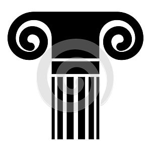 Column ancient style Antique classical column architecture element Pillar Greek roman column icon black color vector illustration