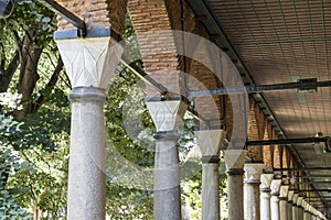 Column and arches located outside the walls of TopkapÃÂ± Palast.. photo