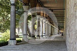 Column and arches located outside the walls of TopkapÃÂ± Palast.. photo