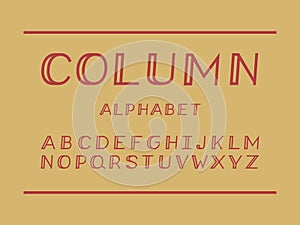 Column cursive font. Vector alphabet