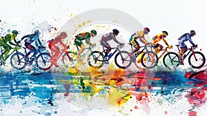 Column of cyclists at the 2024 Olympic Games competitions.