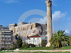 Column in front of the Acropolis of Athens