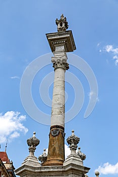 Column in front of Bernardine Church in Lviv, Ukraine