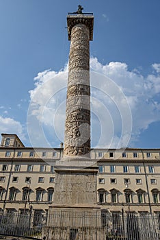Column in front of Chigi Governament Palace at Rome, Italy photo