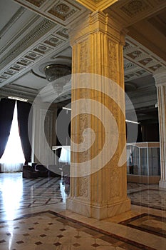 Column in hall in Palatul Parlamentului Palace of the Parliament, Bucharest photo