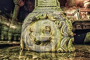 Column with inverted Medusa head base