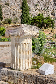 Column with Ionic capital in Delphi, Greece