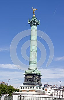 The Column of July and the Genie of Bastille Paris France.