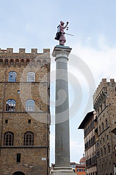 Column of Justice in Piazza Santa TrinitÃ in Florence, Italy