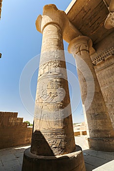 Column in Kom Ombo Temple, Aswan, Egypt