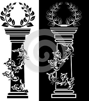 Column with a laurel wreath the concept a victory