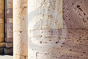 column lined with Armenian tuff in Yerevan city