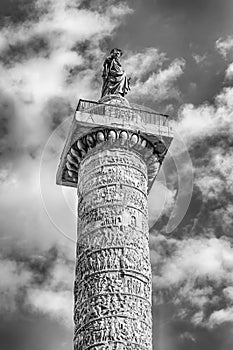 The Column of Marcus Aurelius in Piazza Colonna, Rome, Italy