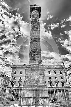 The Column of Marcus Aurelius in Piazza Colonna, Rome, Italy