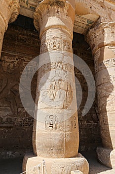 Column in Medinet Habu Temple in Luxor, Egypt