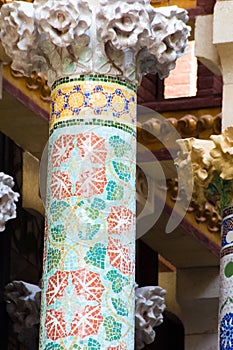 Column in modernist style in Palau de la Musica Catalana, Barcelona, Spain photo