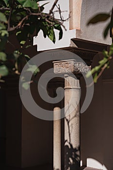 Column in Nasrid Palace, Alcazaba, Malaga, Spain