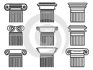 Column outline icons set