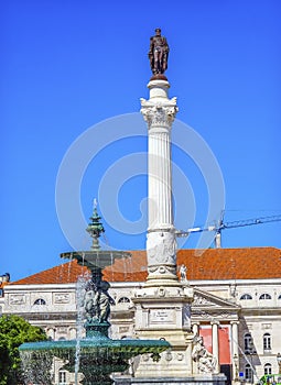 Column Pedro IV Fountain Rossio Square Lisbon Portugal