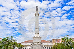 Column of Pedro IV on Rossio Square in Lisbon, Portugal
