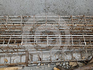 Column reinforcing steel in reinforce concrete structure.