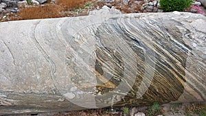 A column. Roman archaeological remains in Tyre. Tyre is an ancient Phoenician city. Tyre, Lebanon