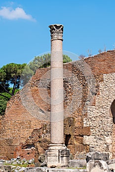 Column in Roman Forum in Rome, Italy