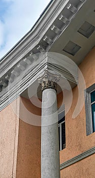 Column and roof of a beautiful old building