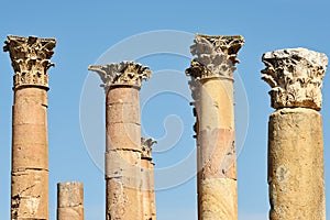Column of ruined Greco-Roman city in Jerash