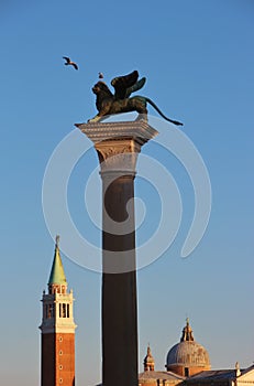 Column of San Marco, as a lion, Venice, Italy.