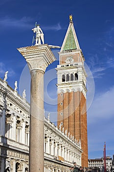 Column of St Theodore and campanile, Venice