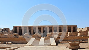 The column and stairs beautiful entrance of Abydos temple in Sohag