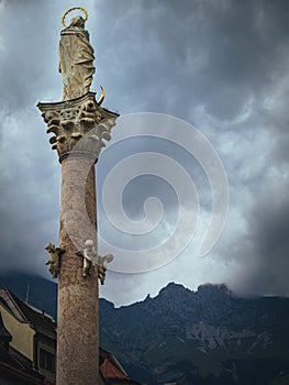 Column statue of the Virgin Mary in Innsbruck, Tyrol, Austria