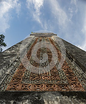 Column on tomb of Tu Duc emperor in Hue, Vietnam -