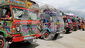 A column of vehicles at the demonstration.