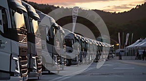 A column of vehicles at the demonstration