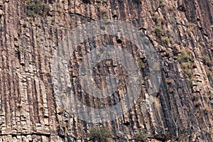 Columnar basalt in a rock wall