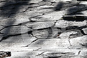 Columnar basalt from the top, Devils Postpile National Monument