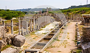 Columned west street in Perge Ancient City