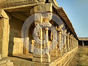 Columns of Achyuta Raya Temple Ruins, Hampi, Karnataka, India