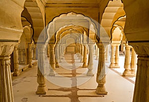 Columns in Amber Fort near Jaipur