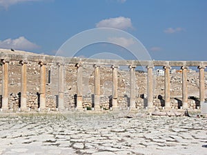 Columns Ancient City of Jereah in Jordan Marketplace