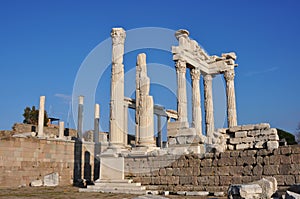 columns of the ancient city Pergamon & x28; Bergama& x29;, Turkey