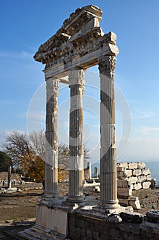 columns of the ancient city Pergamon & x28; Bergama& x29;, Turkey